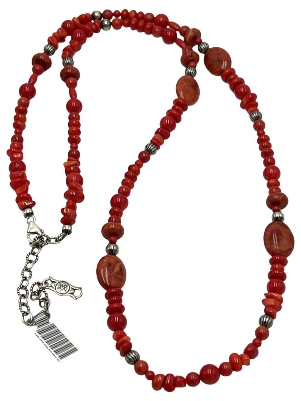 Carolyn Pollack Sterling Silver Red Jasper & Coral Necklace